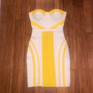 Yellow White Bandage Dress Size S / M